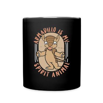 Le tatou est mon Animal Fée rose - Mug uni - noir - Devant