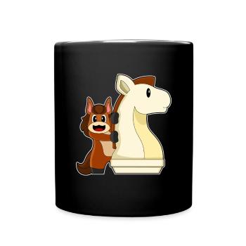 Pferd Schachfigur Springer Schach - Tasse einfarbig - Schwarz - Vorne