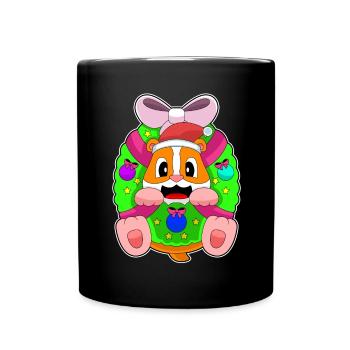 Hamster Christmas Hair Bow - Full Colour Mug - black - Front