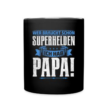 Superheld Papa Besser als jeder Comic-Held - Tasse einfarbig - Schwarz - Vorne