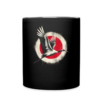Kranich Japan Flagge - Tasse einfarbig - Schwarz - Vorne