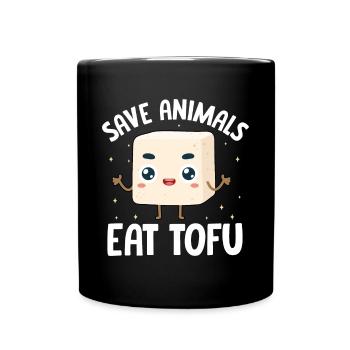Vegan Vegetarier Design für einen Tofu Fan - Tasse einfarbig - Schwarz - Vorne