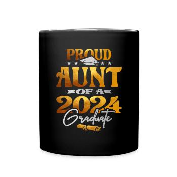 Proud Aunt of a 2024 Graduate Class of 2024 Senior - Full Colour Mug - black - Front