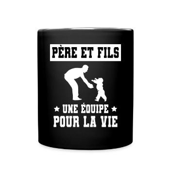 papa père et fils duo homme cadeau fête des pères - Mug uni - noir - Devant