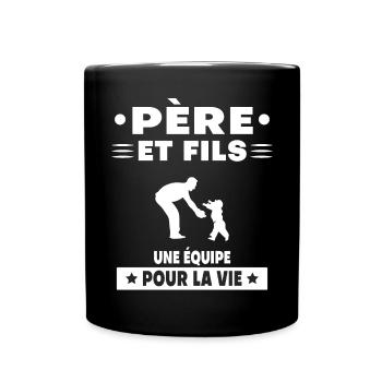 père et fils duo homme papa cadeau fête des pères - Mug uni - noir - Devant