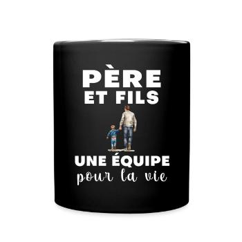 Père fils équipe pour la vie papa fête des pères - Mug uni - noir - Devant