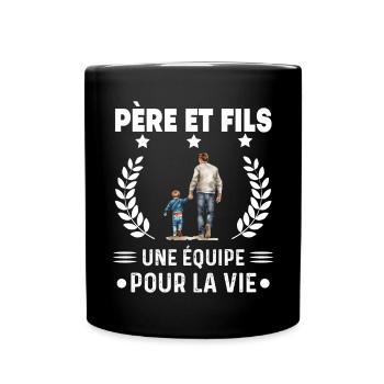 papa père et fils équipe duo homme fête des pères - Mug uni - noir - Devant