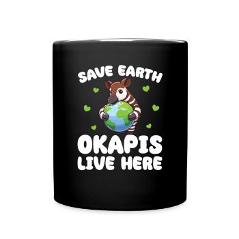 Rettet die Erde Okapis leben hier Earth Day - Tasse einfarbig - Schwarz - Vorne