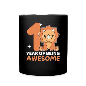 Triceratops for 1st birthday for children one year - Full Colour Mug - black - Front