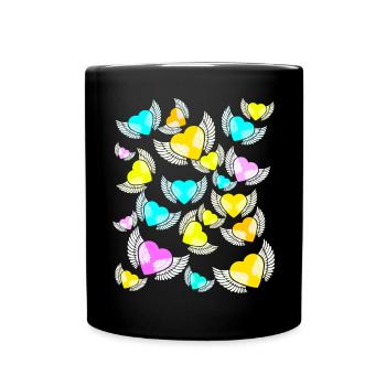 Ailes, coeurs, coeurs, amour, Saint-Valentin, Saint-Valentin - Mug uni - noir - Devant