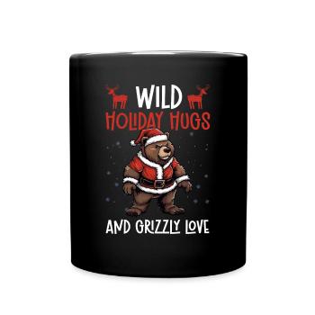 Grizzly Bear Christmas Brown Bear - Full Colour Mug - black - Front