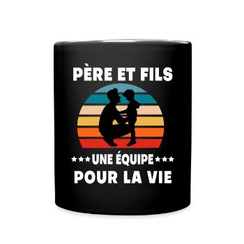 Vater und Sohn Vintage Retro Vatertag - Tasse einfarbig - Schwarz - Vorne