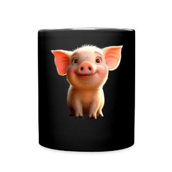 Schwein Hausschwein Schweine Ferkel Schweinchen - Tasse einfarbig - Schwarz - Vorne