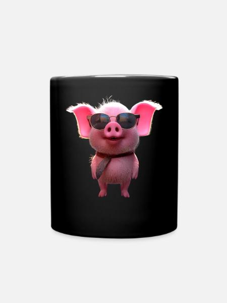Schwein Hausschwein Schweine Ferkel Schweinchen - Tasse einfarbig - Schwarz