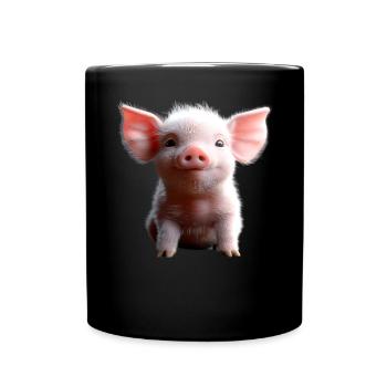 Schwein Hausschwein Schweine Ferkel Schweinchen - Tasse einfarbig - Schwarz - Vorne