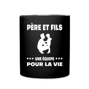 fête des pères père et fils duo homme équipe - Mug uni - noir - Devant