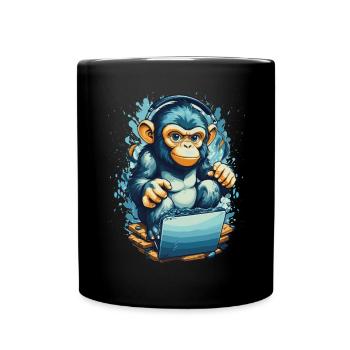 Clever Gaming Monkey - Tasse einfarbig - Schwarz - Vorne