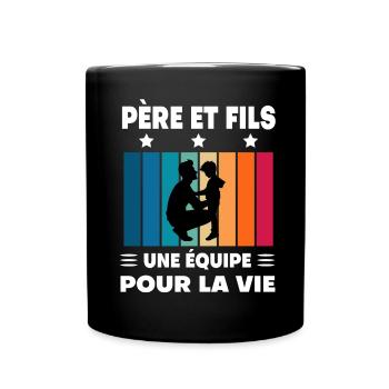 Father and Son Man Vintage Father's Day - Full Colour Mug - black - Front