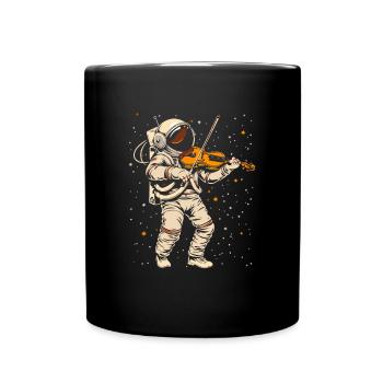 astronaut playing musical instrument Violin - Full Colour Mug - black - Front