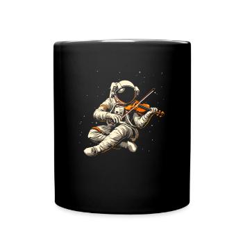 astronaut playing musical instrument Violin - Tasse einfarbig - Schwarz - Vorne