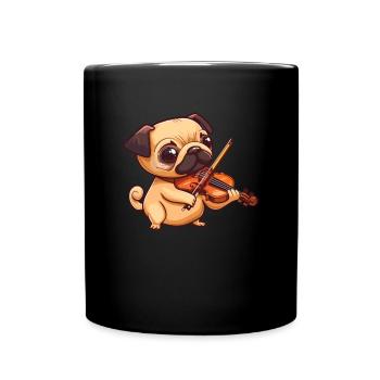 pug playing violin musical instrument Violin - Tasse einfarbig - Schwarz - Vorne