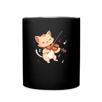 Cat playing violin instrument Violin - Tasse einfarbig - Schwarz - Vorne