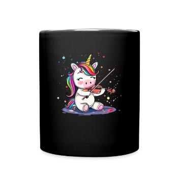 unicorn playing violin musical instrument - Tasse einfarbig - Schwarz - Vorne