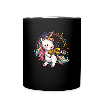 unicorn playing violin musical instrument - Tasse einfarbig - Schwarz - Vorne