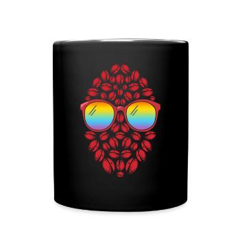 Funny Rugby Face Rugby Ball - Tasse einfarbig - Schwarz - Vorne