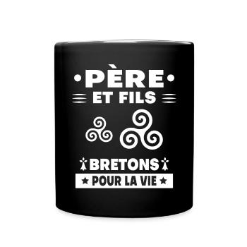 père et fils papa bretagne breton - Mug uni - noir - Devant