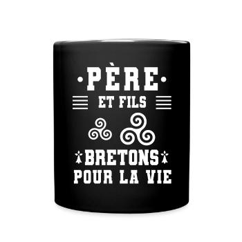 père et fils papa breton bretagne triskel - Mug uni - noir - Devant