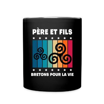 père et fils papa breton vintage bretagne - Mug uni - noir - Devant