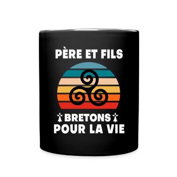 père et fils vintage breton papa bretagne - Mug uni - noir - Devant