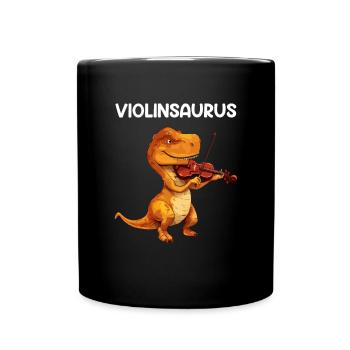 Dinosaur playing violin instrument Violin - Tasse einfarbig - Schwarz - Vorne