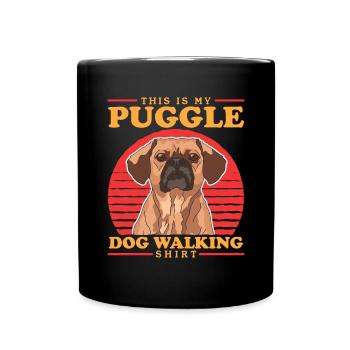 Puggle Hunde Hundebesitzer Hundehalter Geschenk - Tasse einfarbig - Schwarz - Vorne