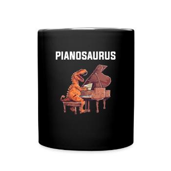 piano dinosaur instrument pianist piano - Tasse einfarbig - Schwarz - Vorne
