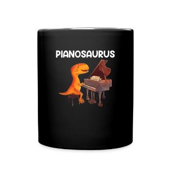 piano dinosaur instrument pianist piano - Tasse einfarbig - Schwarz - Vorne