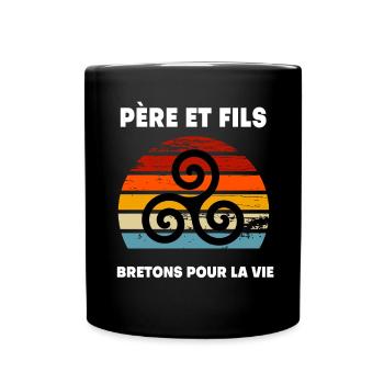 père et fils vintage papa breton bretagne - Mug uni - noir - Devant