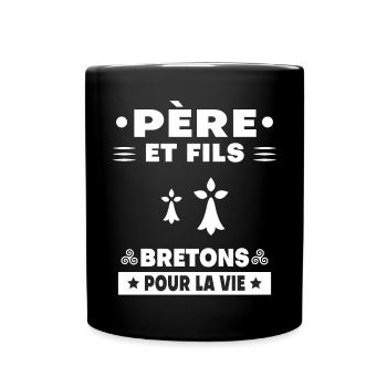 père et fils bretagne breton papa - Mug uni - noir - Devant