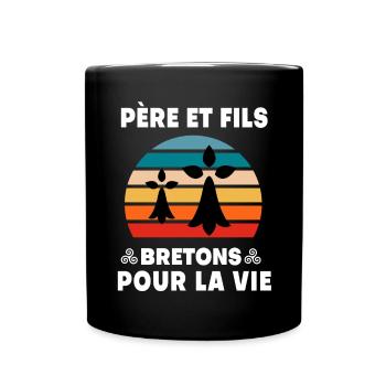 père et fils vintage bretagne papa breton - Mug uni - noir - Devant