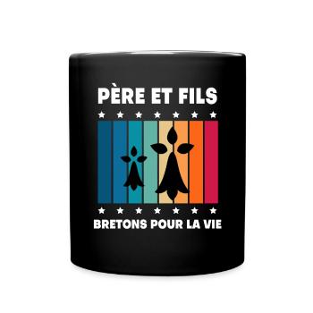 père et fils papa bretagne vintage breton - Mug uni - noir - Devant