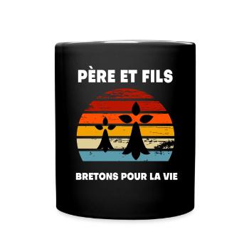 père et fils vintage papa bretagne breton - Mug uni - noir - Devant