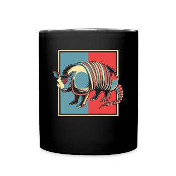 Armadillo Portrait Pink Fairy Chlamyphoridae - Full Colour Mug - black - Front