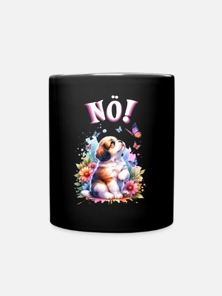 Dog funny saying nope! for dog lovers - Full Colour Mug - black
