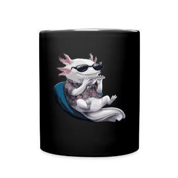Axolotl Mundharmonika Spielen Geschenk - Tasse einfarbig - Schwarz - Vorne