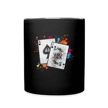 Black Jack Blackjack Kartenspiel Casino Geschenk - Tasse einfarbig - Schwarz - Vorne