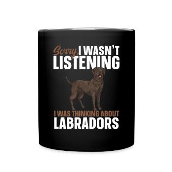 Schoko Brauner Labrador Retriever Hund - Tasse einfarbig - Schwarz - Vorne