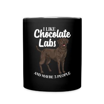 Schoko Brauner Labrador Retriever Hund - Tasse einfarbig - Schwarz - Vorne