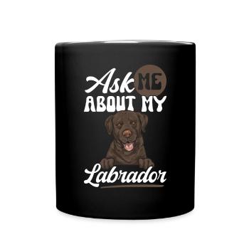 Schoko Brauner Labrador Retriever Hund - Tasse einfarbig - Schwarz - Vorne