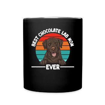 Schoko Brauner Labrador Retriever Hund - Tasse einfarbig - Schwarz - Vorne